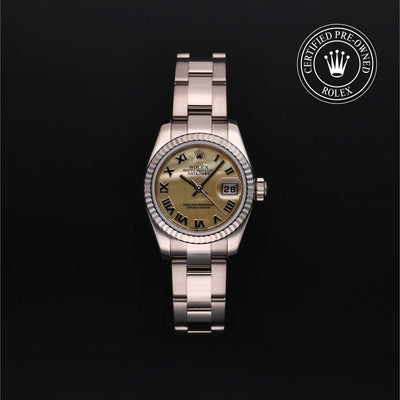 Rolex Certified Pre-owned Lady Datejust M179179-0136 front on black background