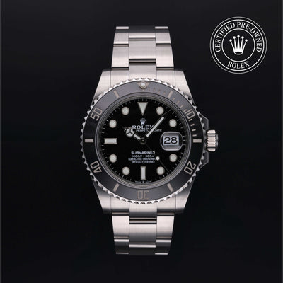 Rolex Certified Pre-owned Submariner M126610LN-0001 front on black background
