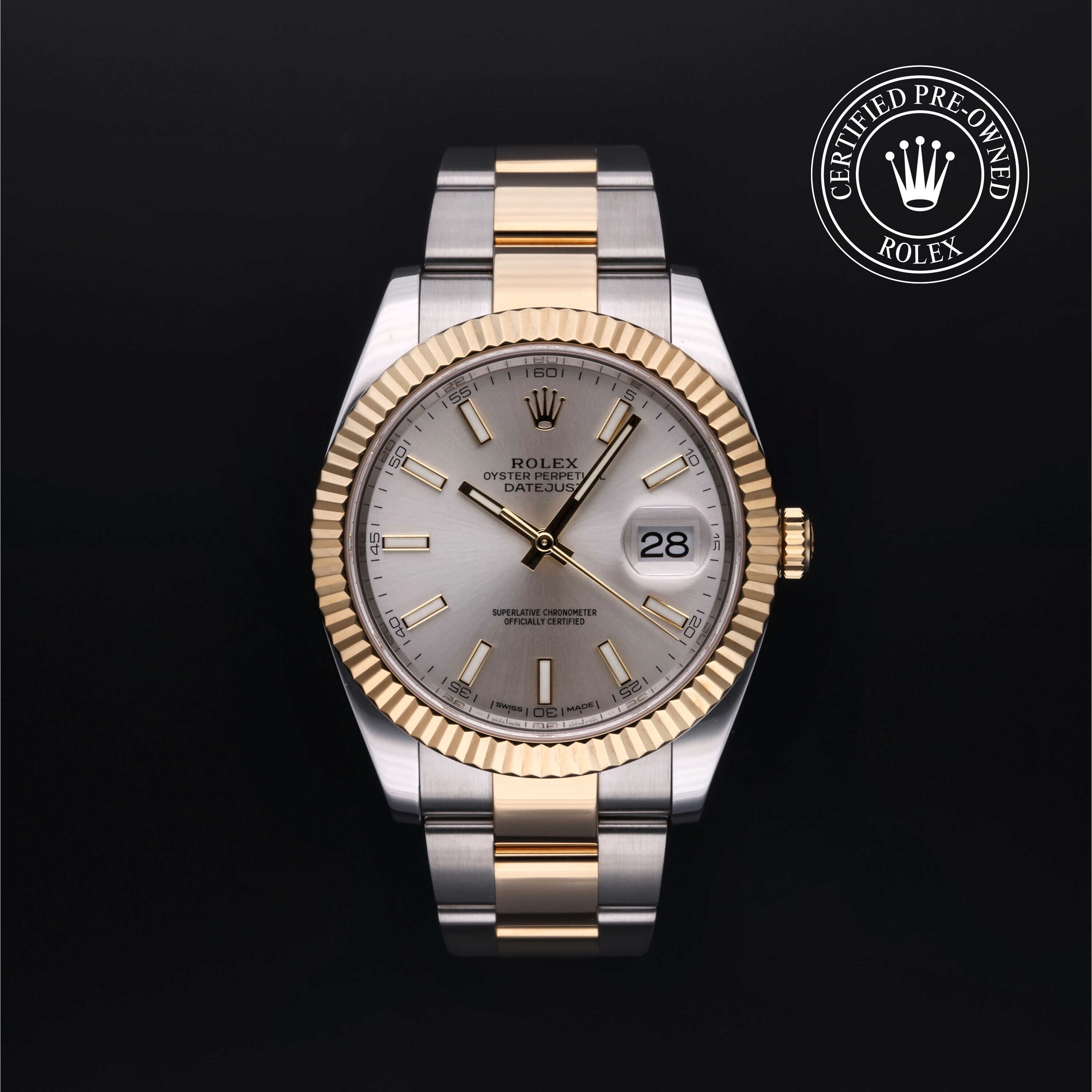 Rolex Certified Pre-owned Datejust M126333-0001 front on black background