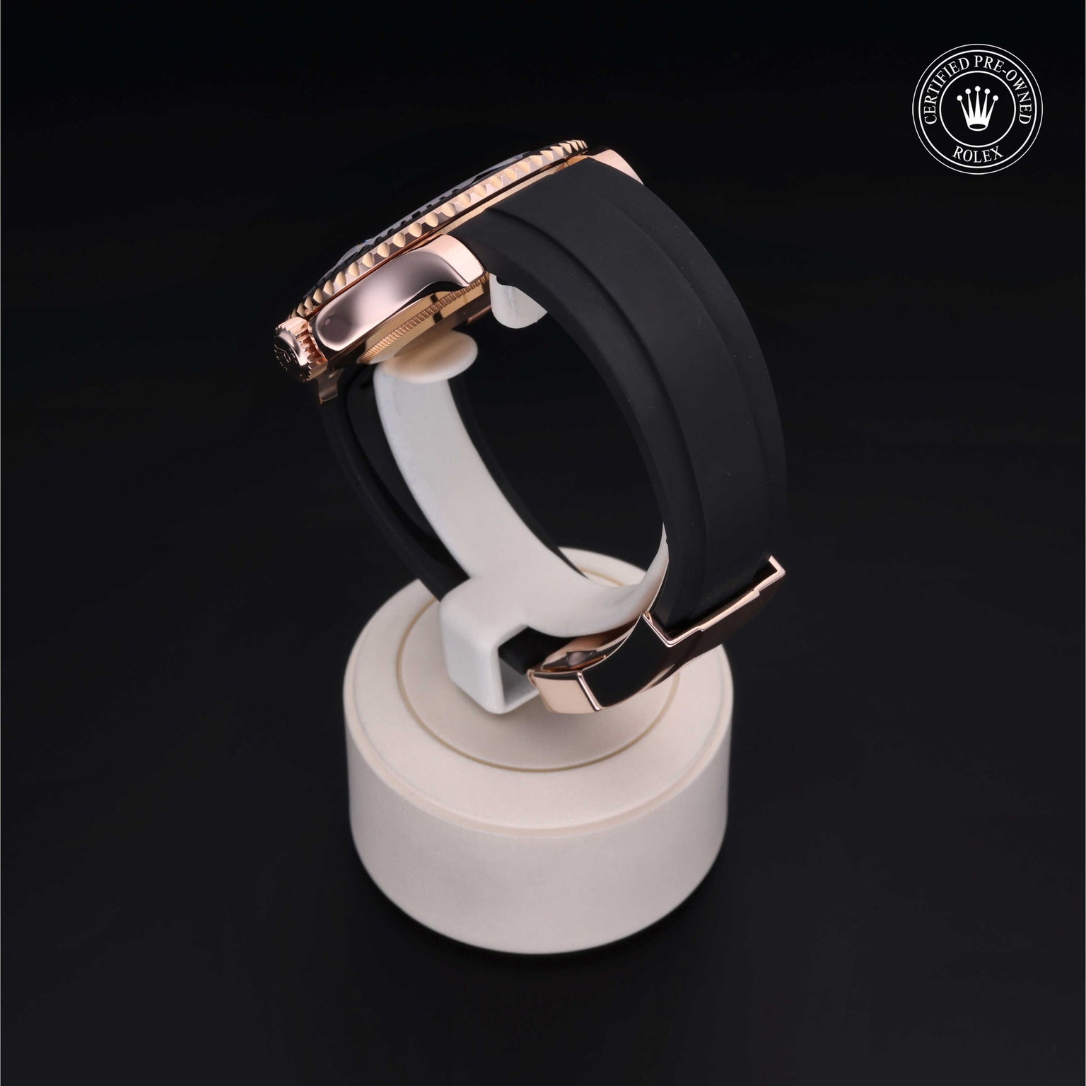 Rolex Certified Pre-owned Yacht-Master M116655-0001 front on black background