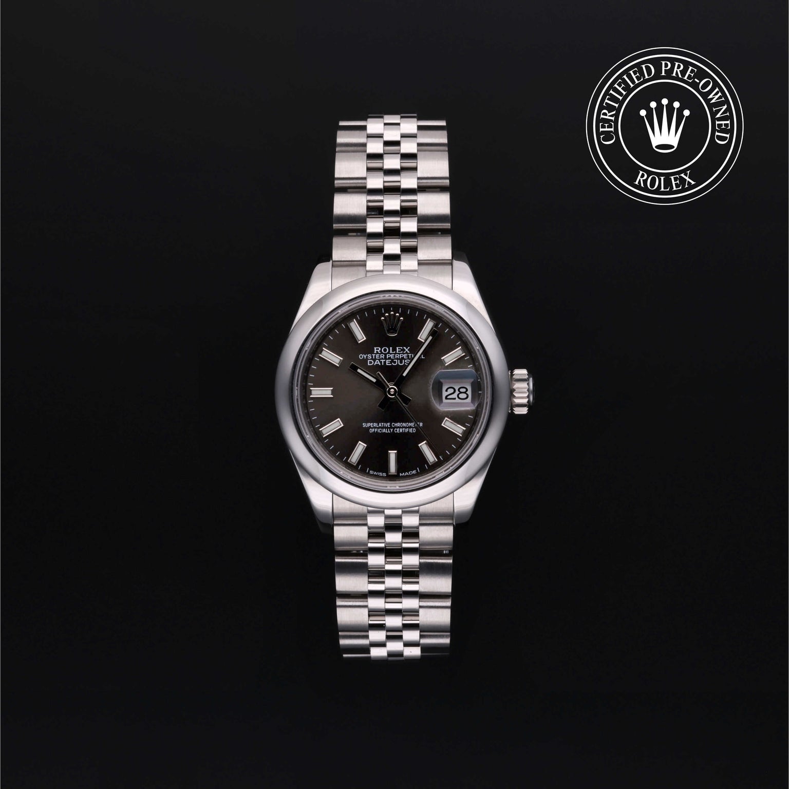 Rolex Certified Pre-owned Lady Datejust M279160-0009 front on black background