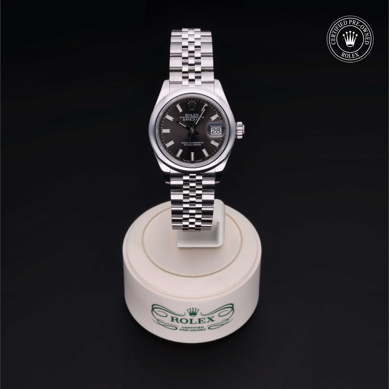 Rolex Certified Pre-owned Lady Datejust M279160-0009 front on black background