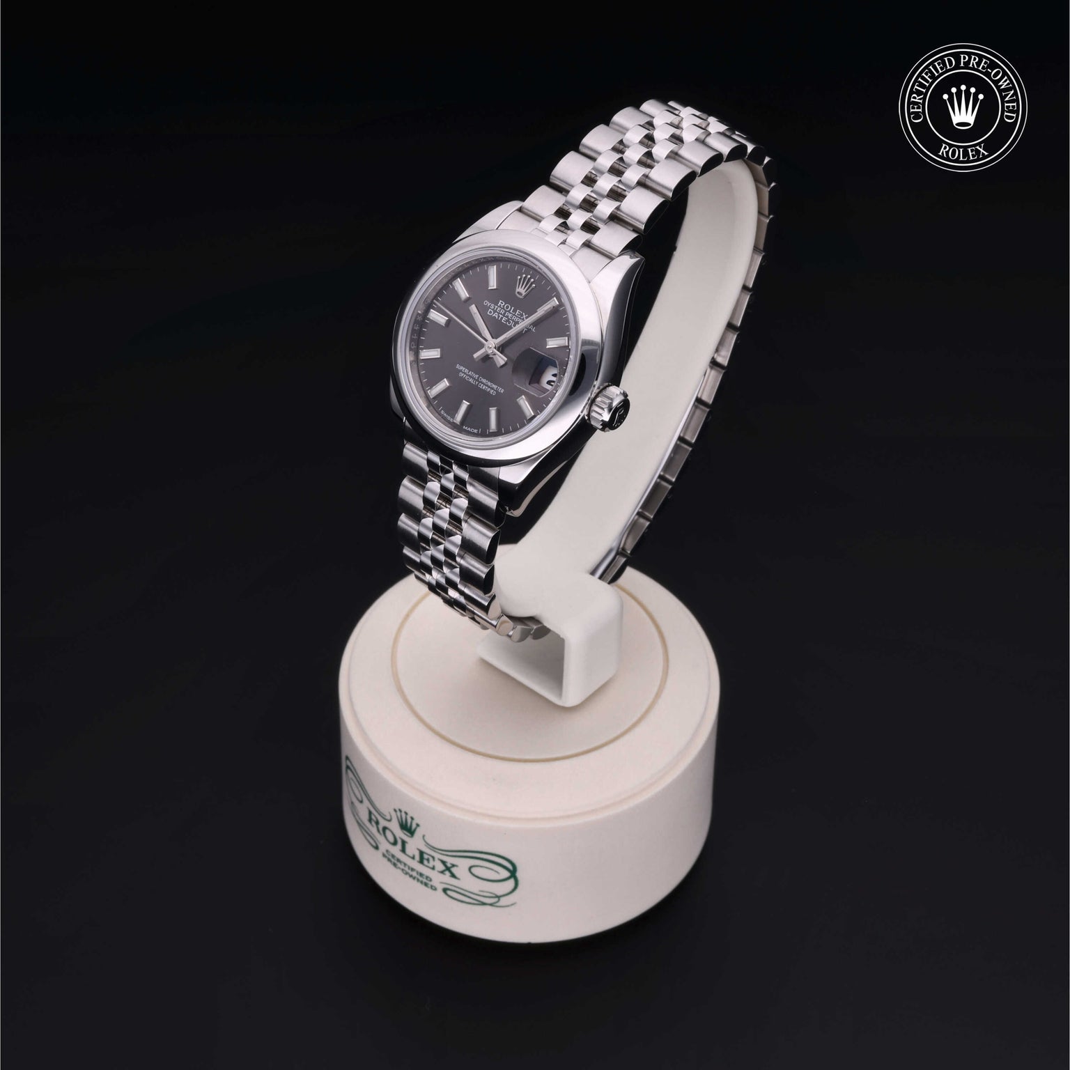 Rolex Certified Pre-owned Lady Datejust M279160-0009 front on black background