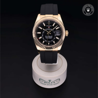 Rolex Certified Pre-owned Sky-Dweller M326238-0009 front on black background
