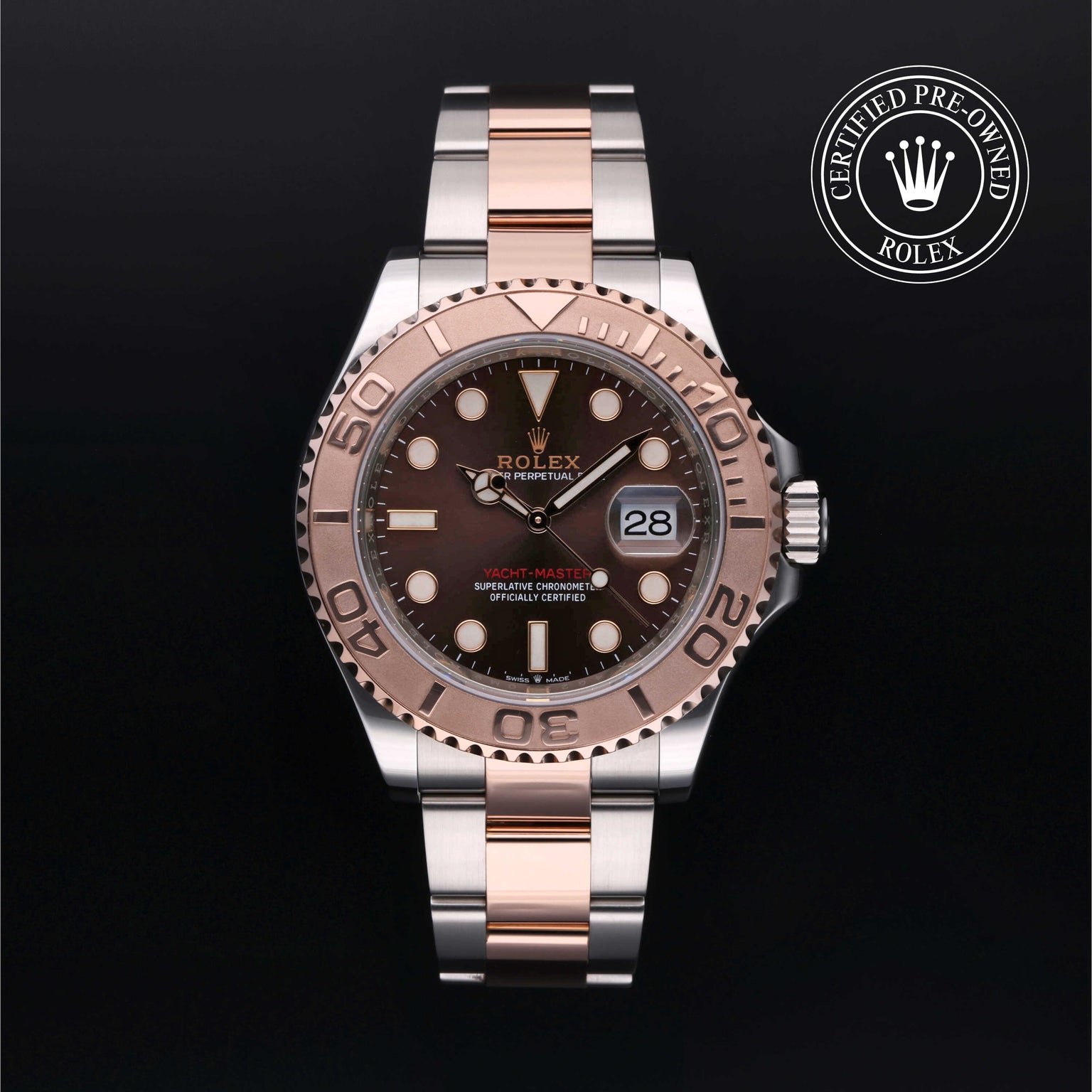 Rolex Certified Pre-owned Yacht-Master M126621-0001 front on black background