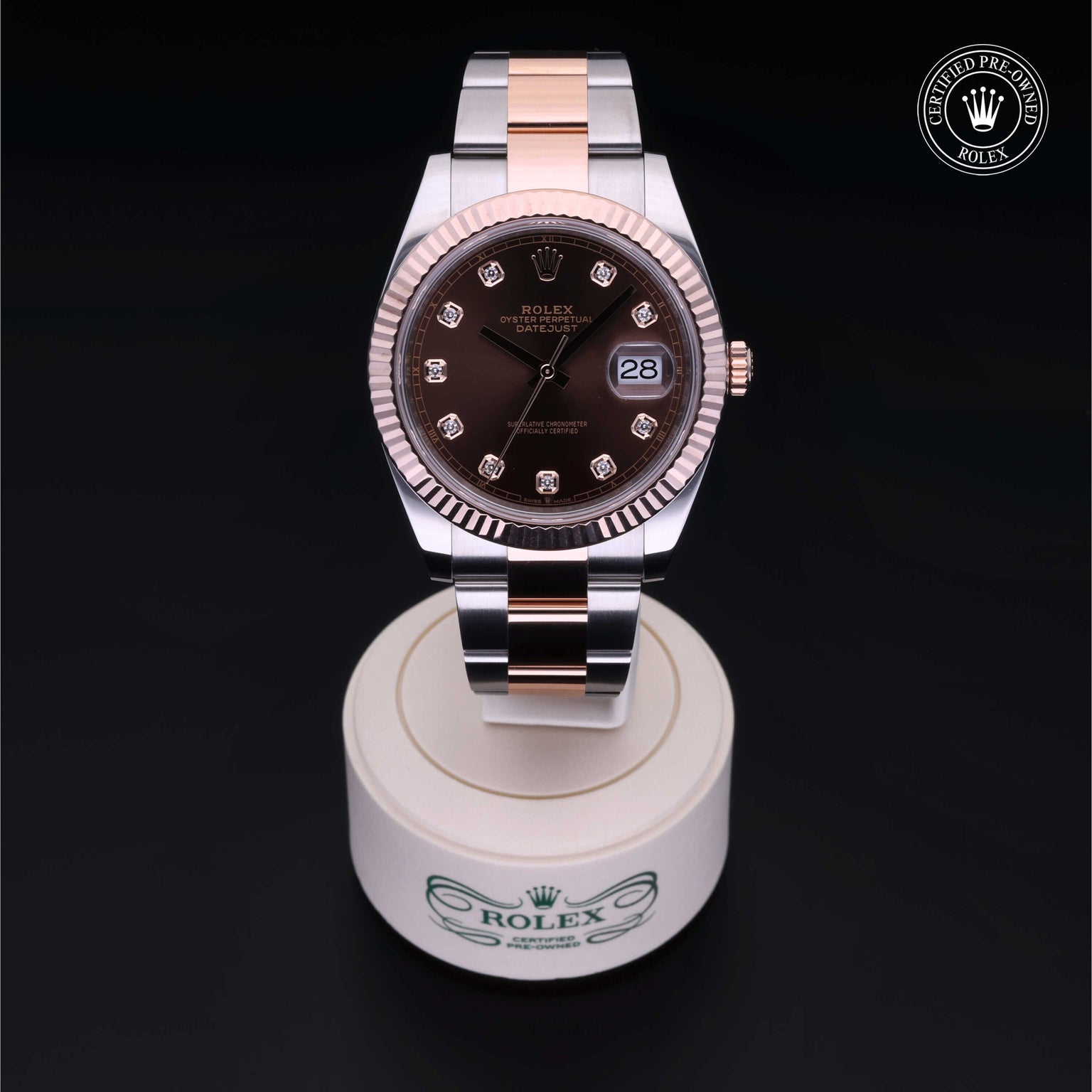 Rolex Certified Pre-owned Datejust M126331-0003 front on black background