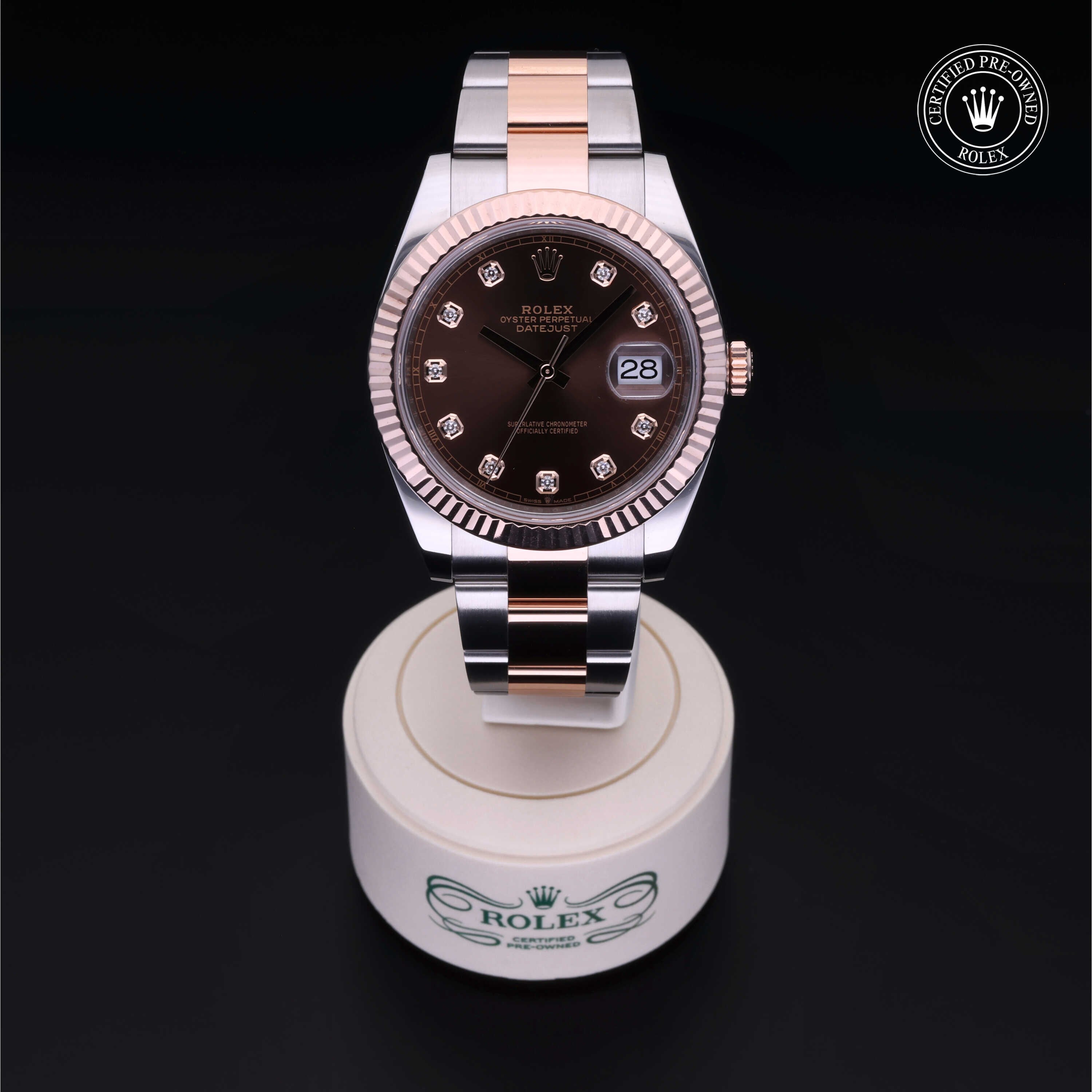 Rolex Certified Pre-owned Datejust M126331-0003 front on black background