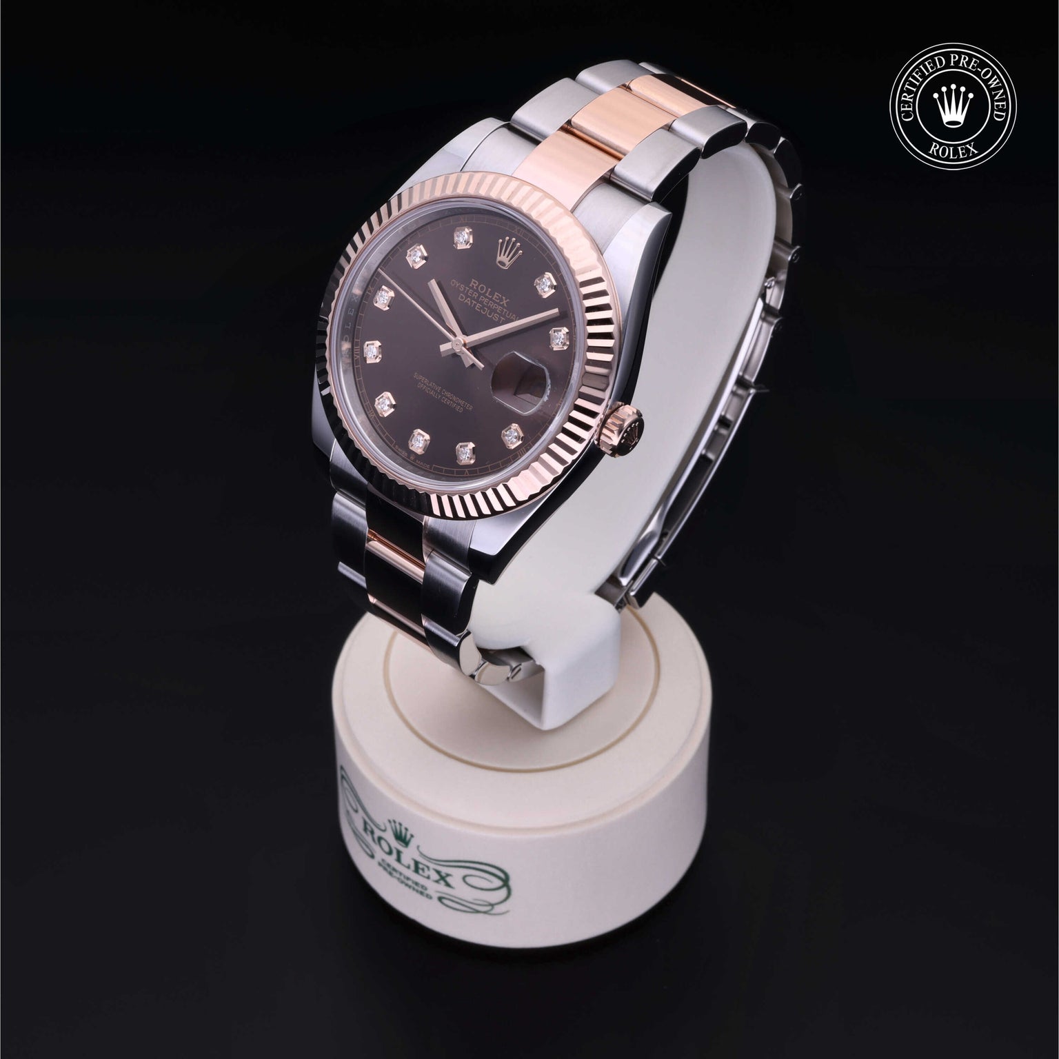 Rolex Certified Pre-owned Datejust M126331-0003 front on black background