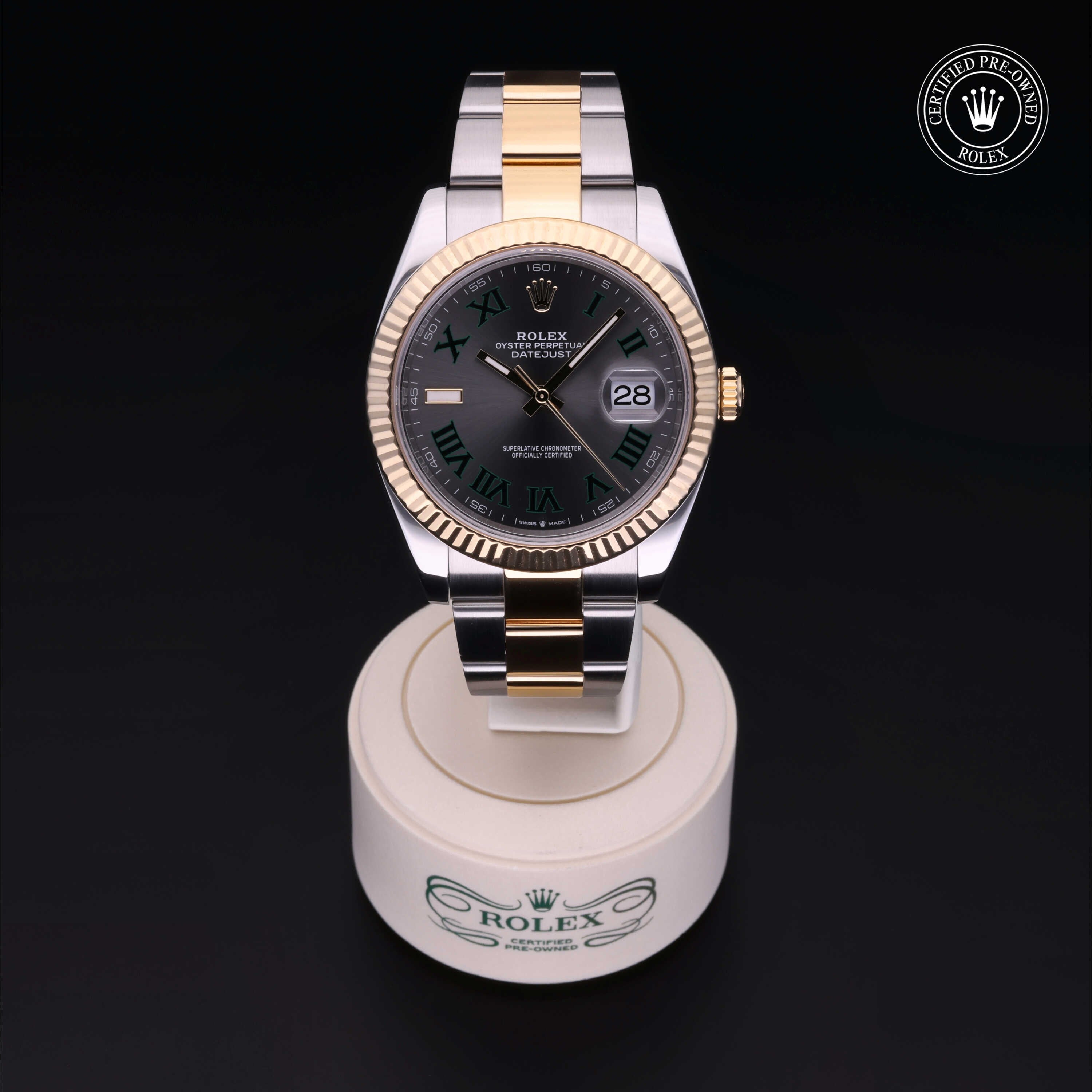 Rolex Certified Pre-owned Datejust M126333-0019 front on black background