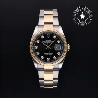 Rolex Certified Pre-owned Datejust M126233-0022 front on black background