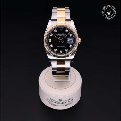Rolex Certified Pre-owned Datejust M126233-0022 front on black background