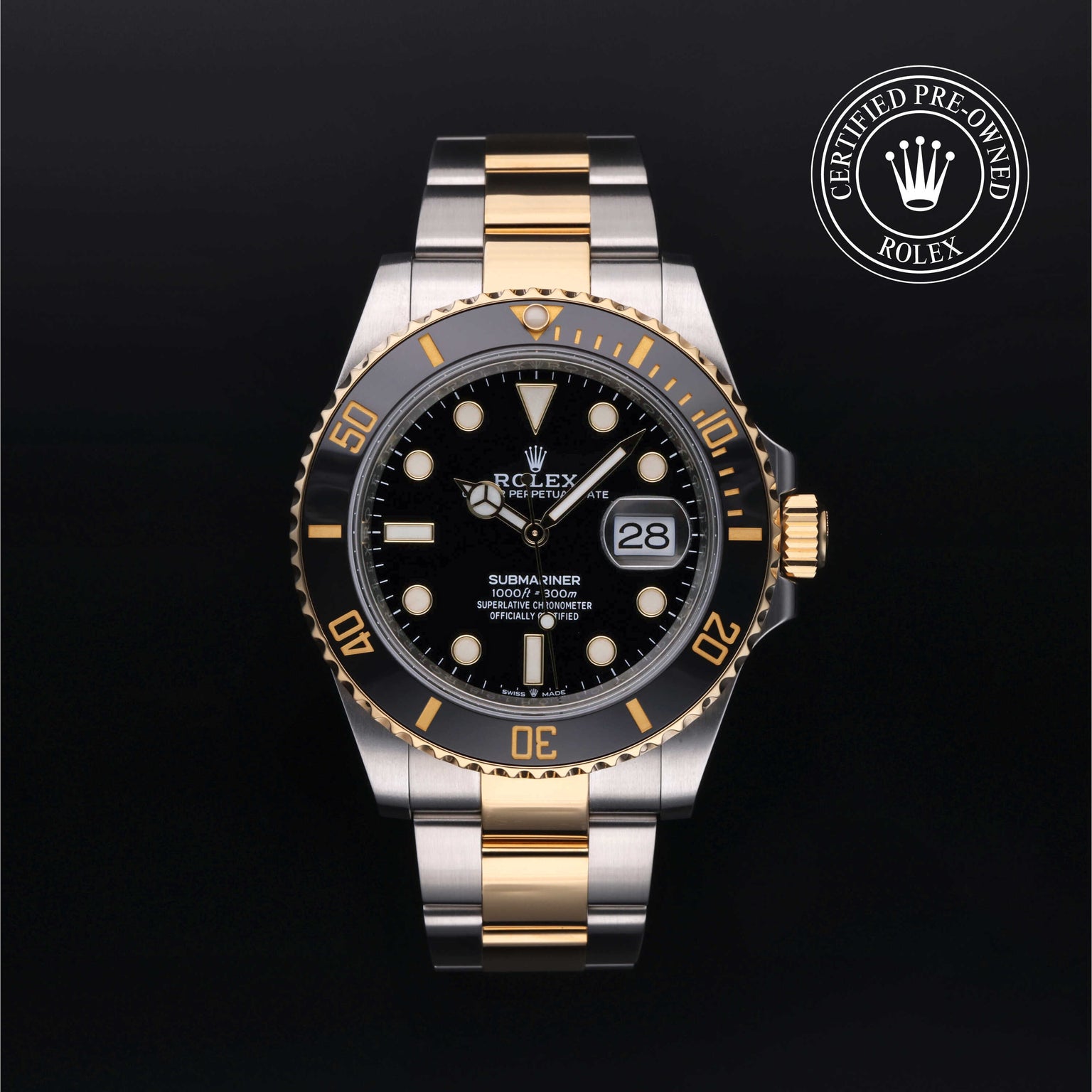 Rolex Certified Pre-owned Submariner M126613LN-0002 front on black background