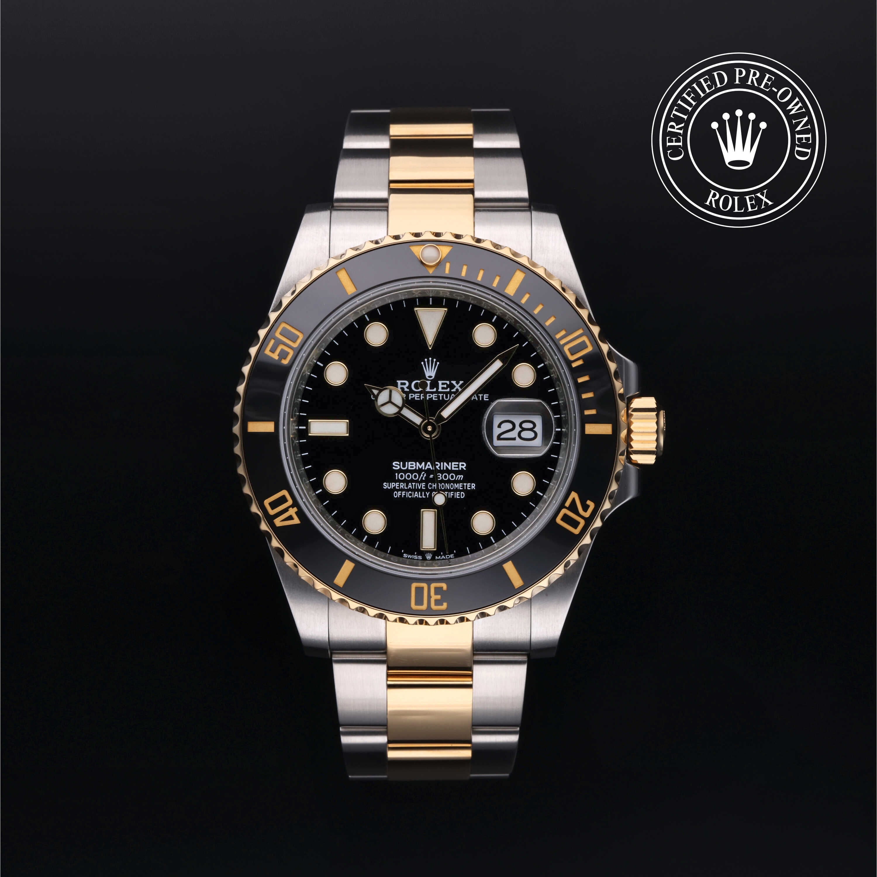 Rolex Certified Pre-owned Submariner M126613LN-0002 front on black background