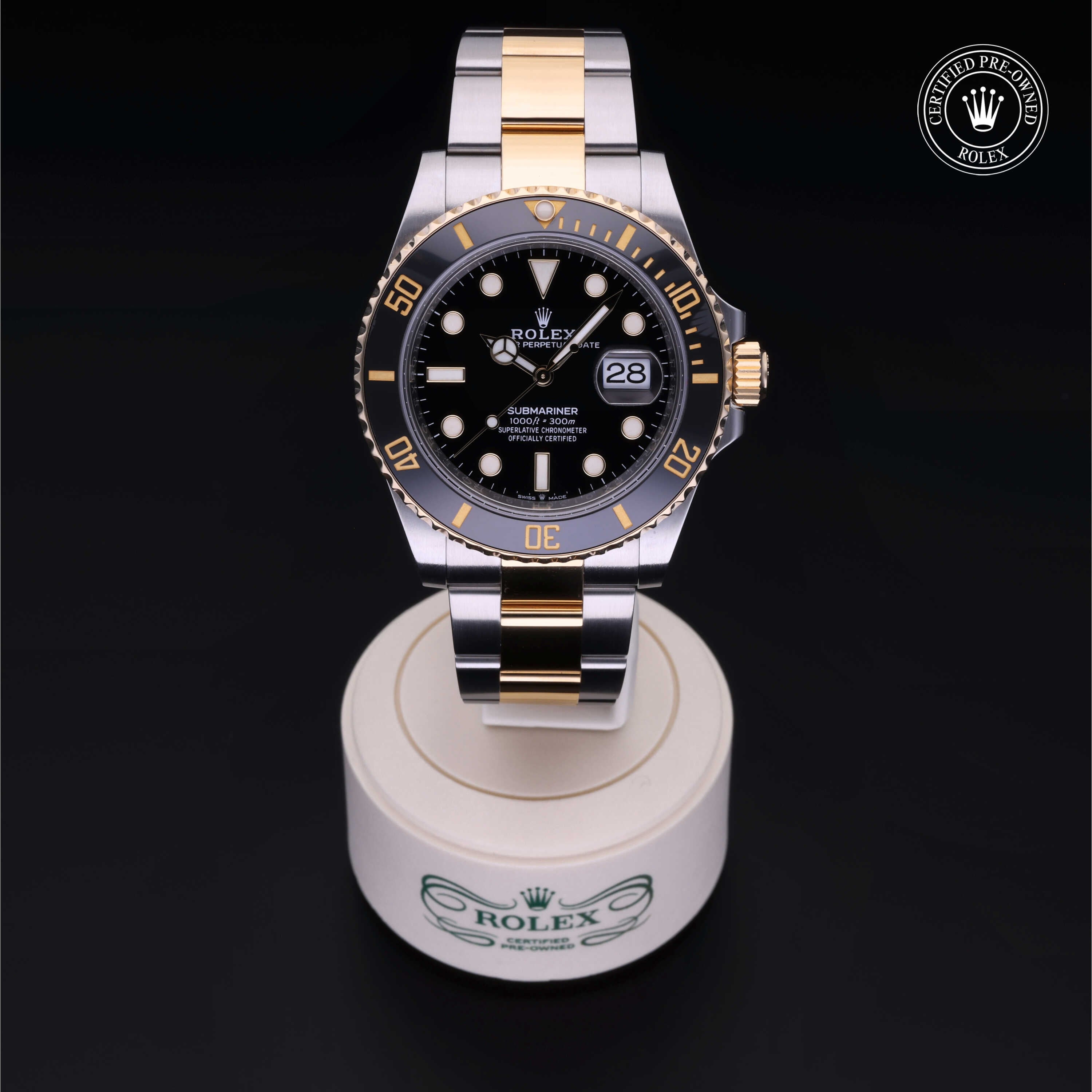 Rolex Certified Pre-owned Submariner M126613LN-0002 front on black background