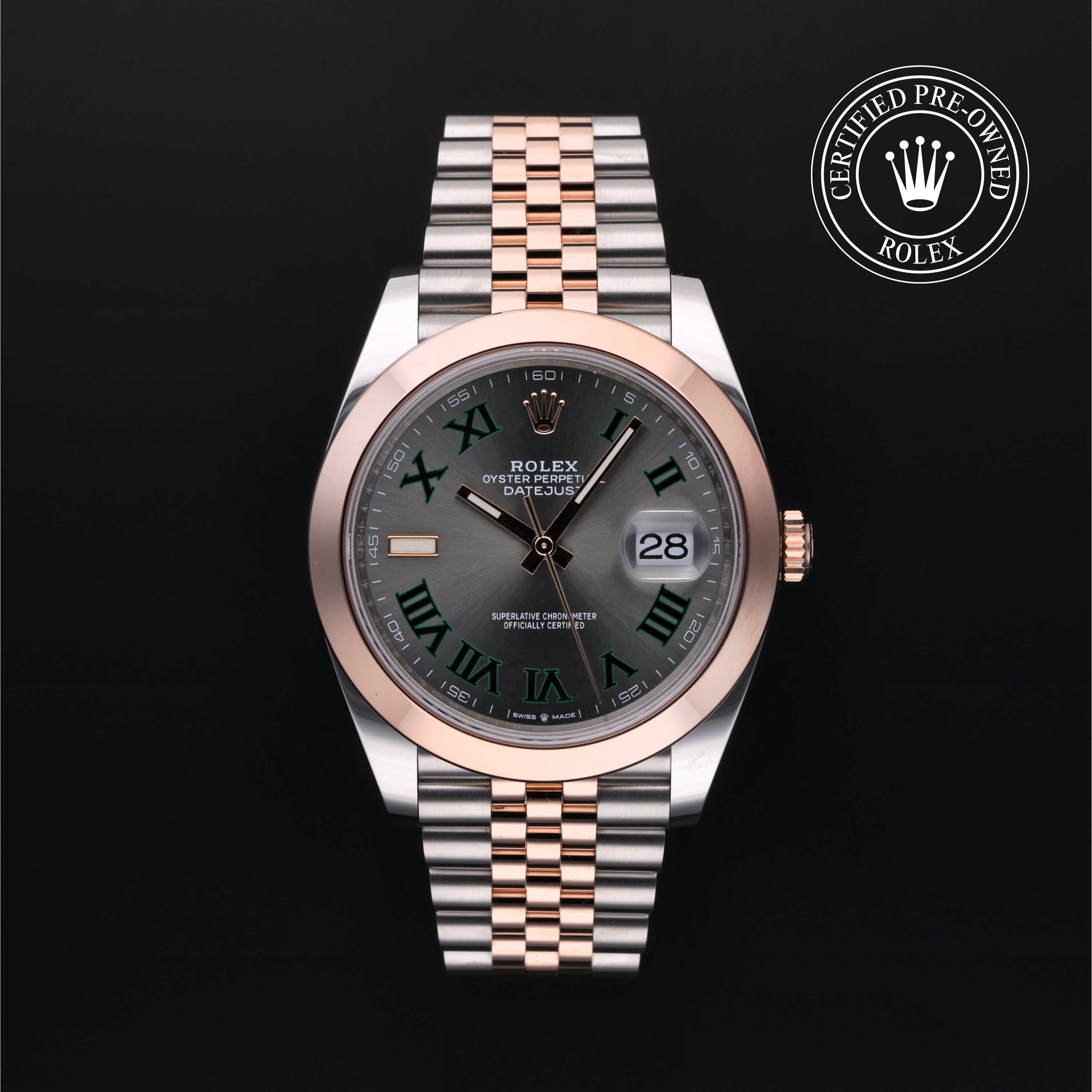 Rolex Certified Pre-owned Datejust M126301-0016 front on black background