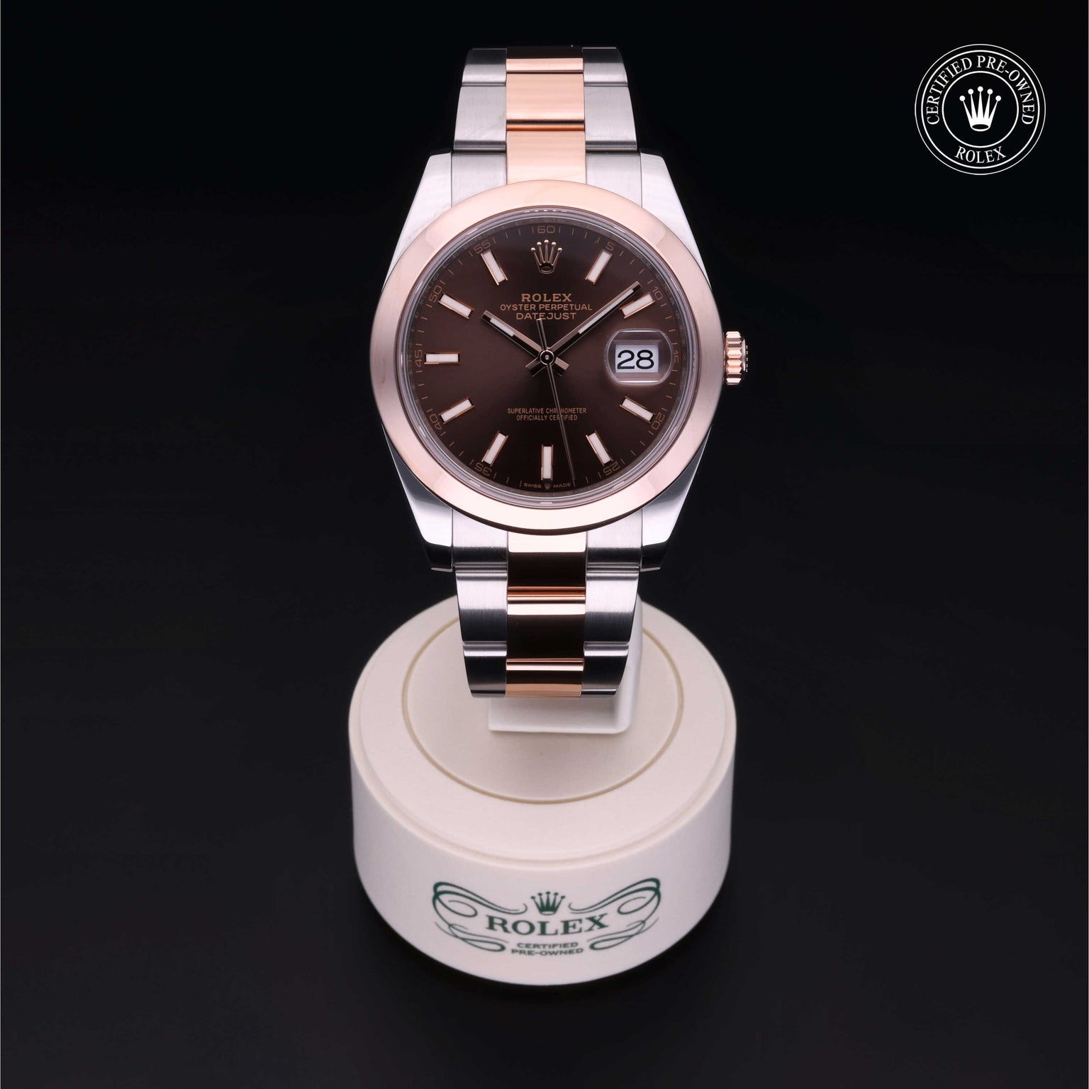 Rolex Certified Pre-owned Datejust M126301-0001 front on black background