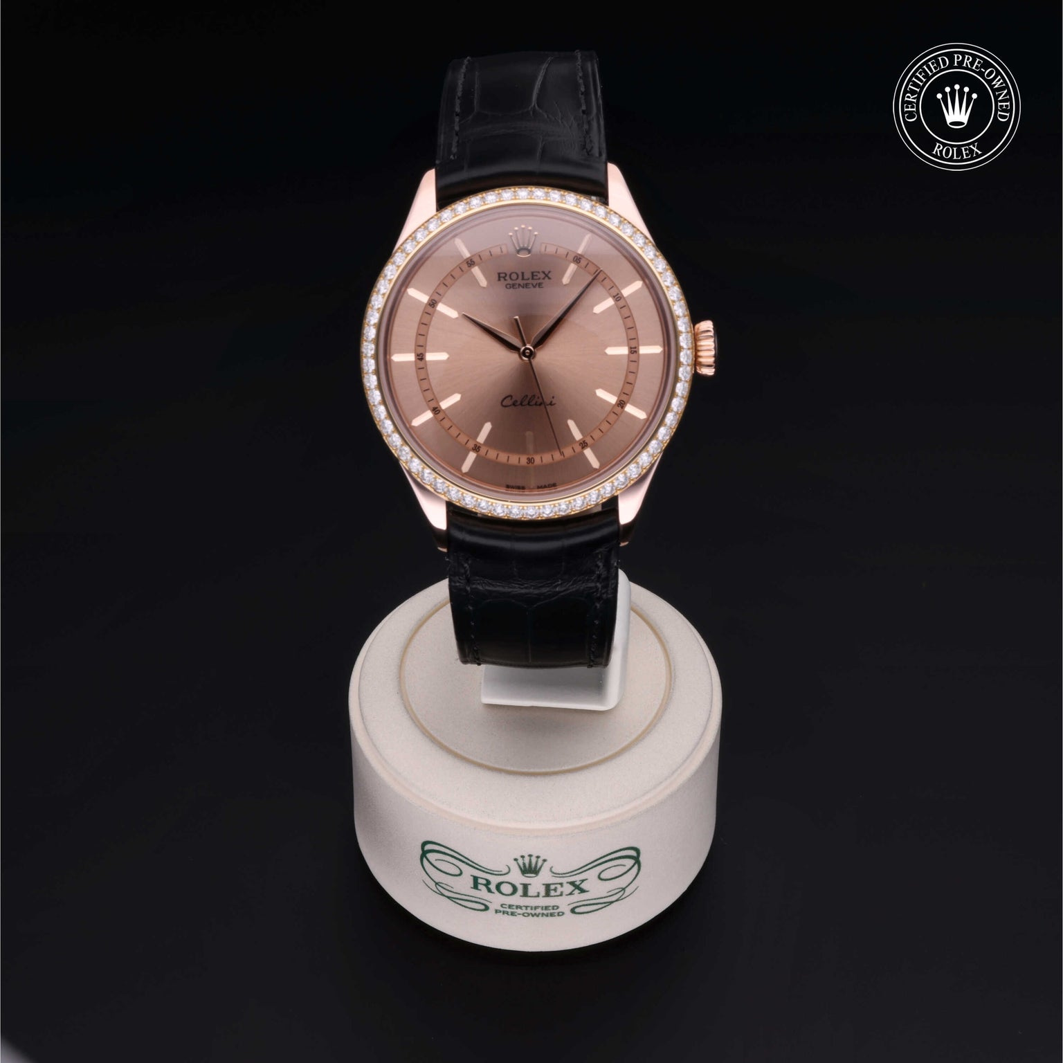 Rolex Certified Pre-owned Cellini M50705RBR-0015 front on black background