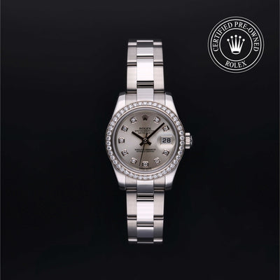 Rolex Certified Pre-owned Lady Datejust M179384-0022 front on black background