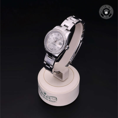 Rolex Certified Pre-owned Lady Datejust M179384-0022 front on black background