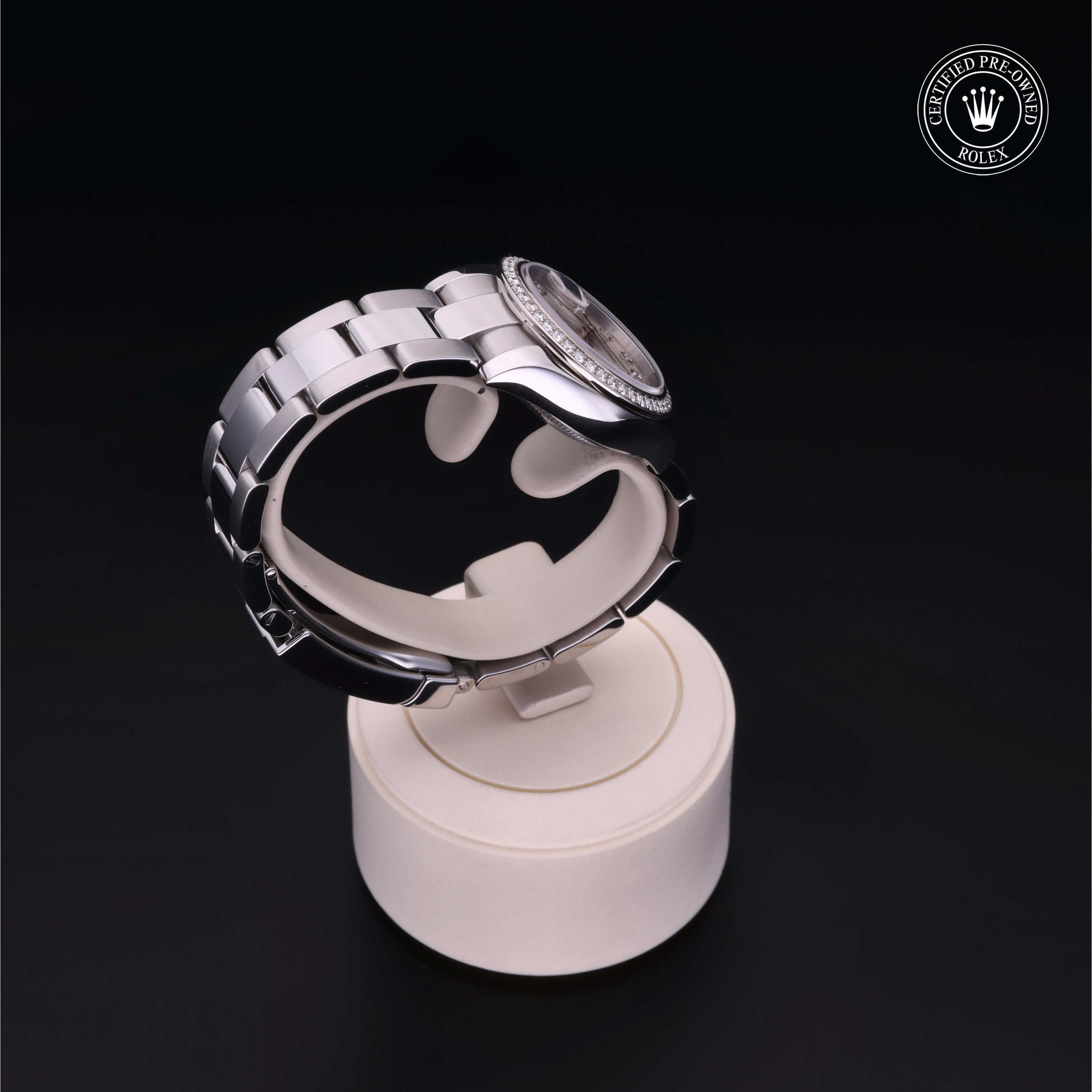 Rolex Certified Pre-owned Lady Datejust M179384-0022 front on black background