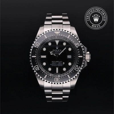 Rolex Certified Pre-owned Sea-Dweller M116660-0001 front on black background