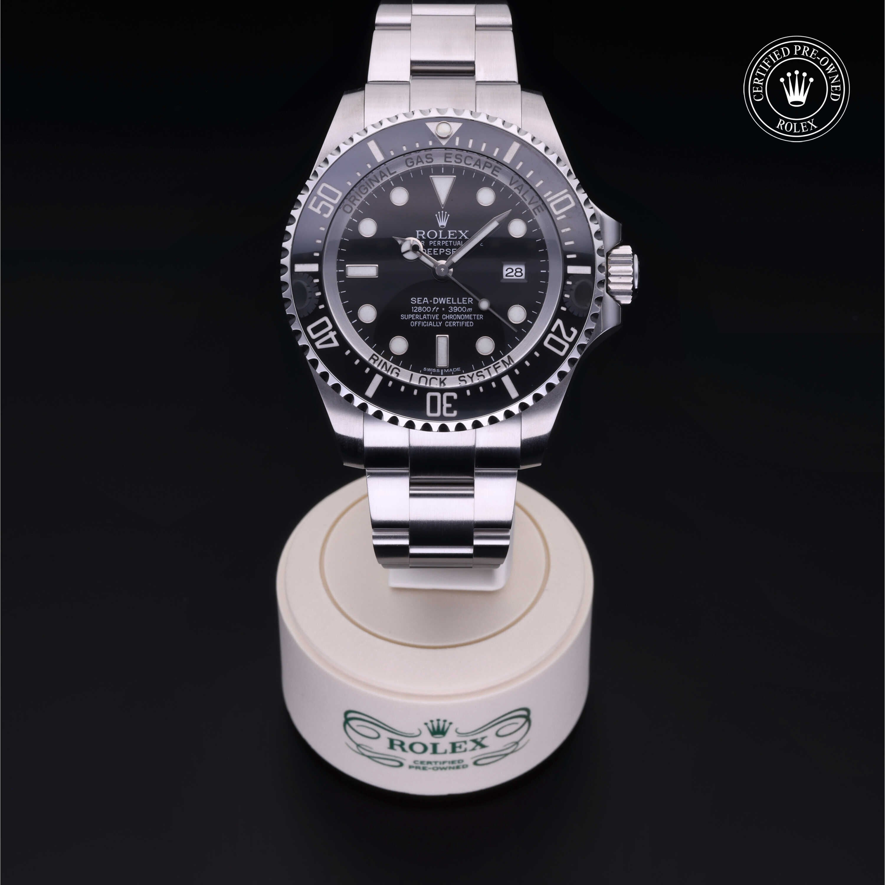 Rolex Certified Pre-owned Sea-Dweller M116660-0001 front on black background
