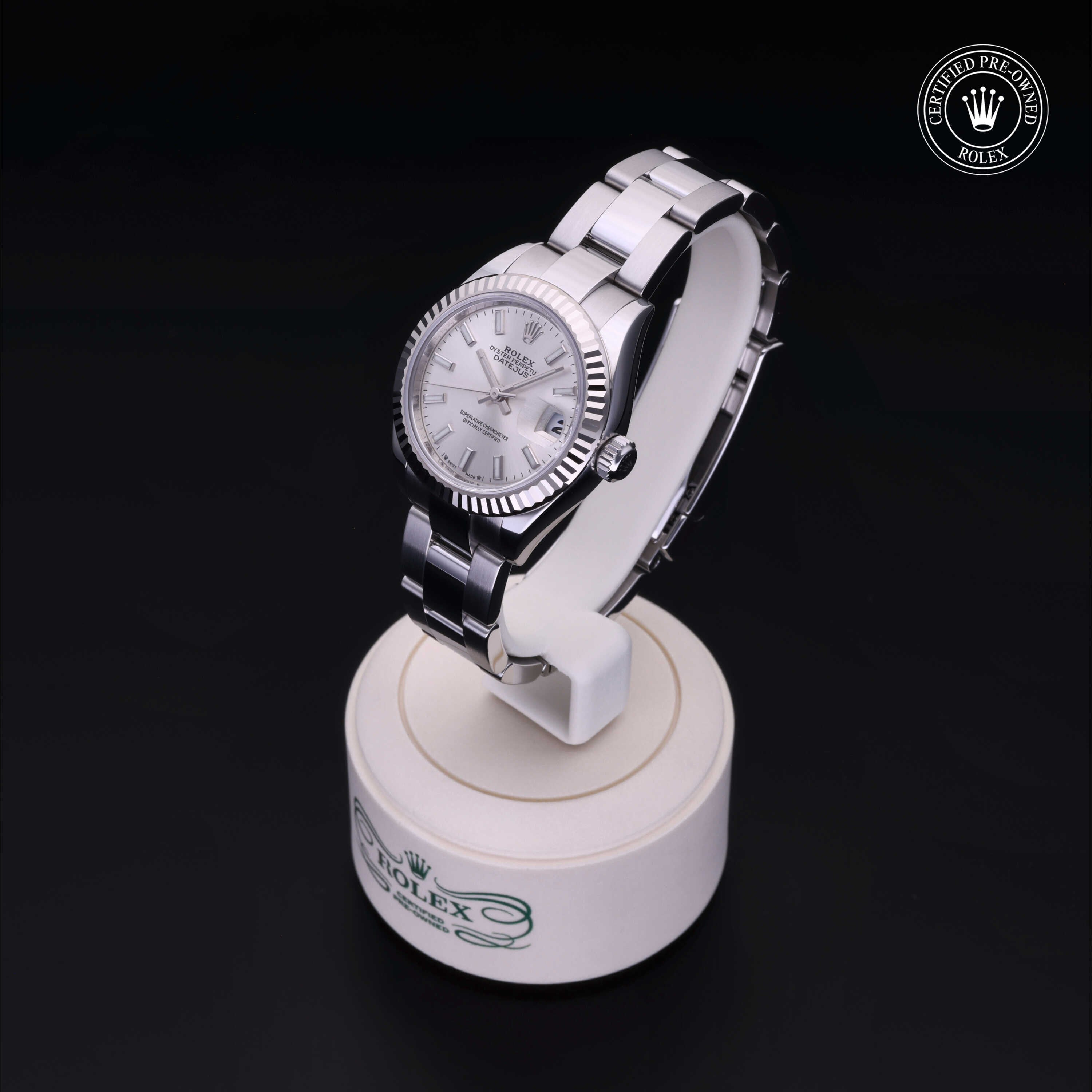 Rolex Certified Pre-owned Lady Datejust M279174-0006 front on black background