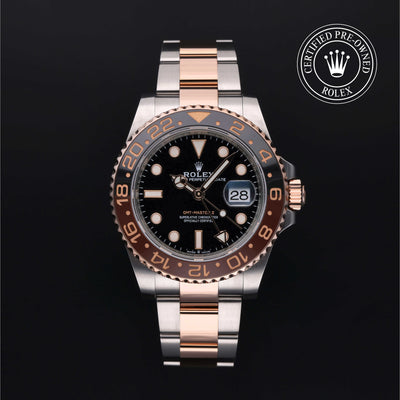 Rolex Certified Pre-owned GMT M126711CHNR-0002 front on black background