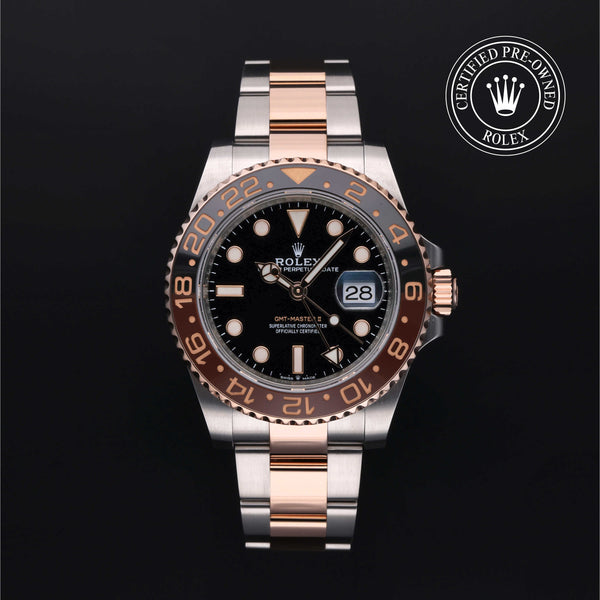 Rolex Certified Pre-owned GMT M126711CHNR-0002 front on black background