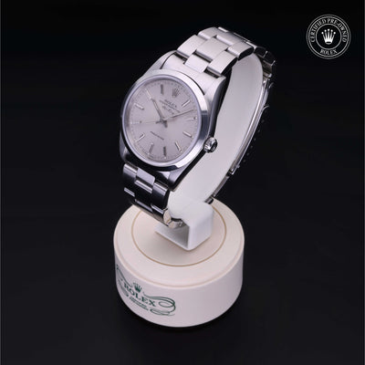 Rolex Certified Pre-owned Air-King M14000-0001 front on black background