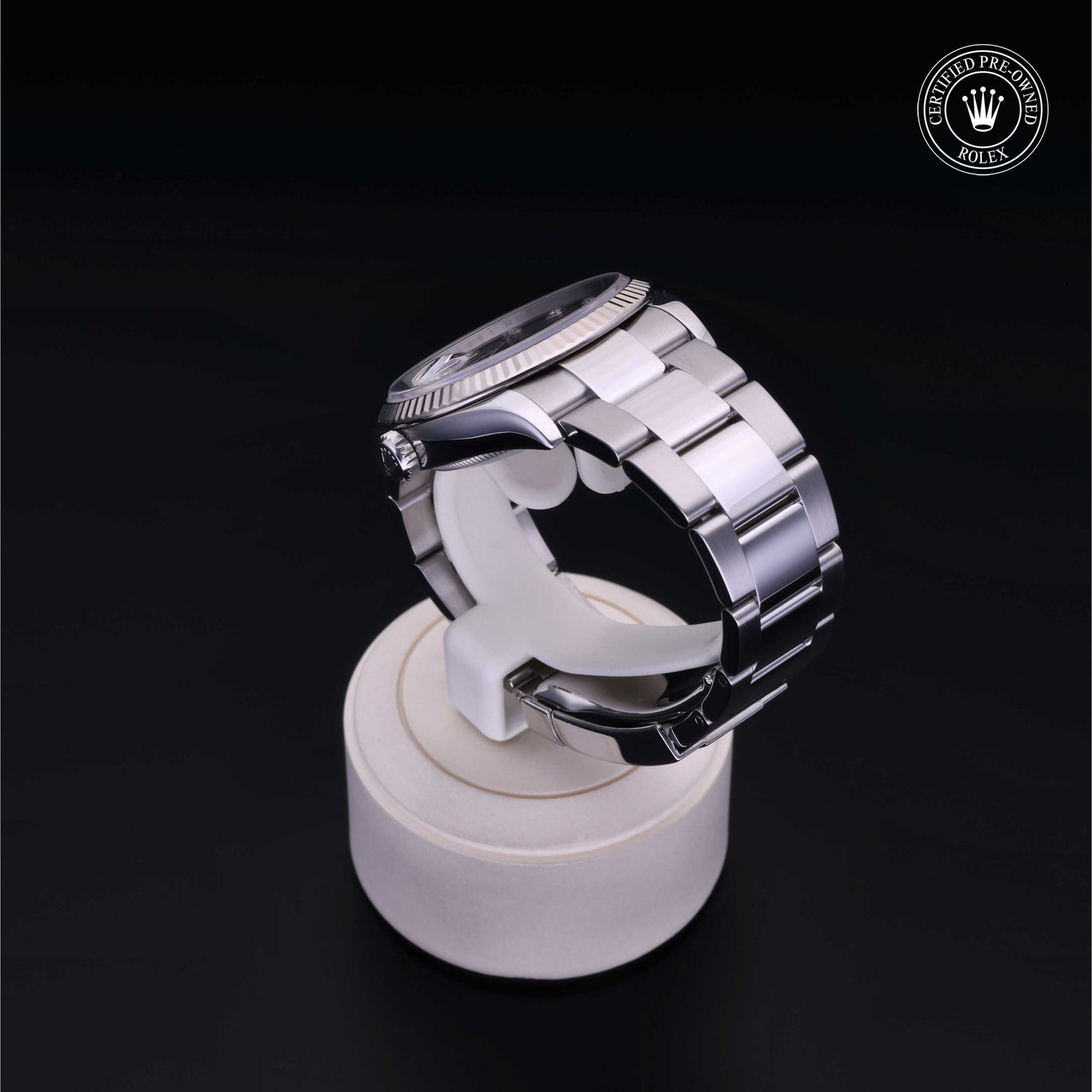 Rolex Certified Pre-owned Datejust M126234-0012 front on black background