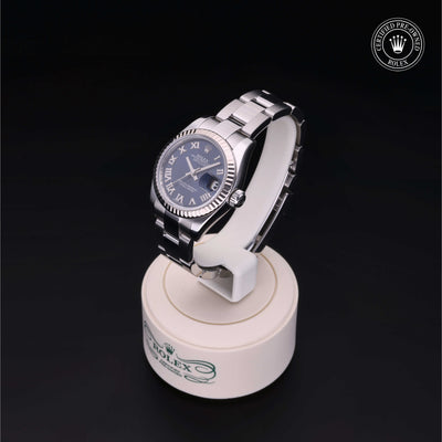 Rolex Certified Pre-owned Lady Datejust M179174-0095 front on black background