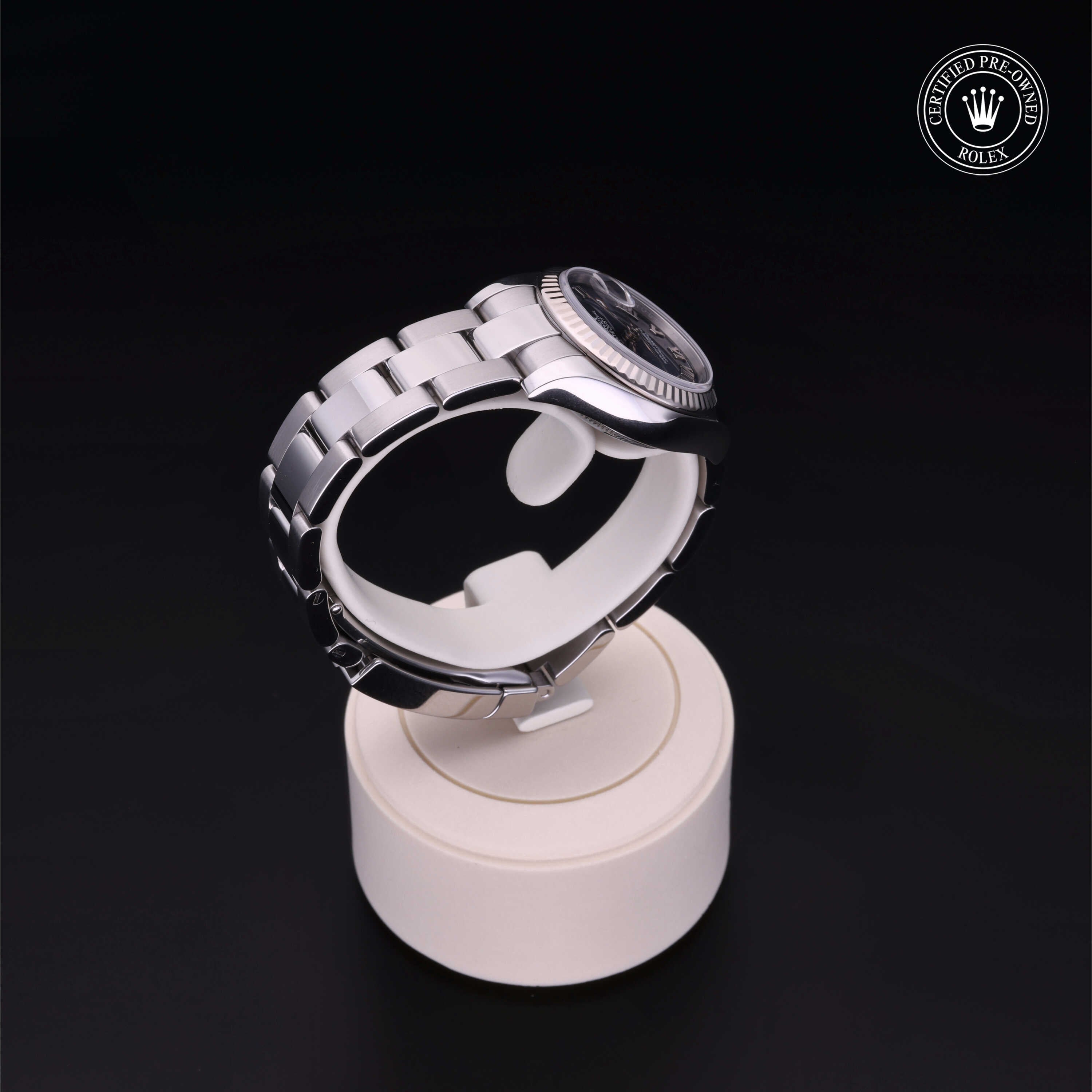 Rolex Certified Pre-owned Lady Datejust M179174-0095 front on black background