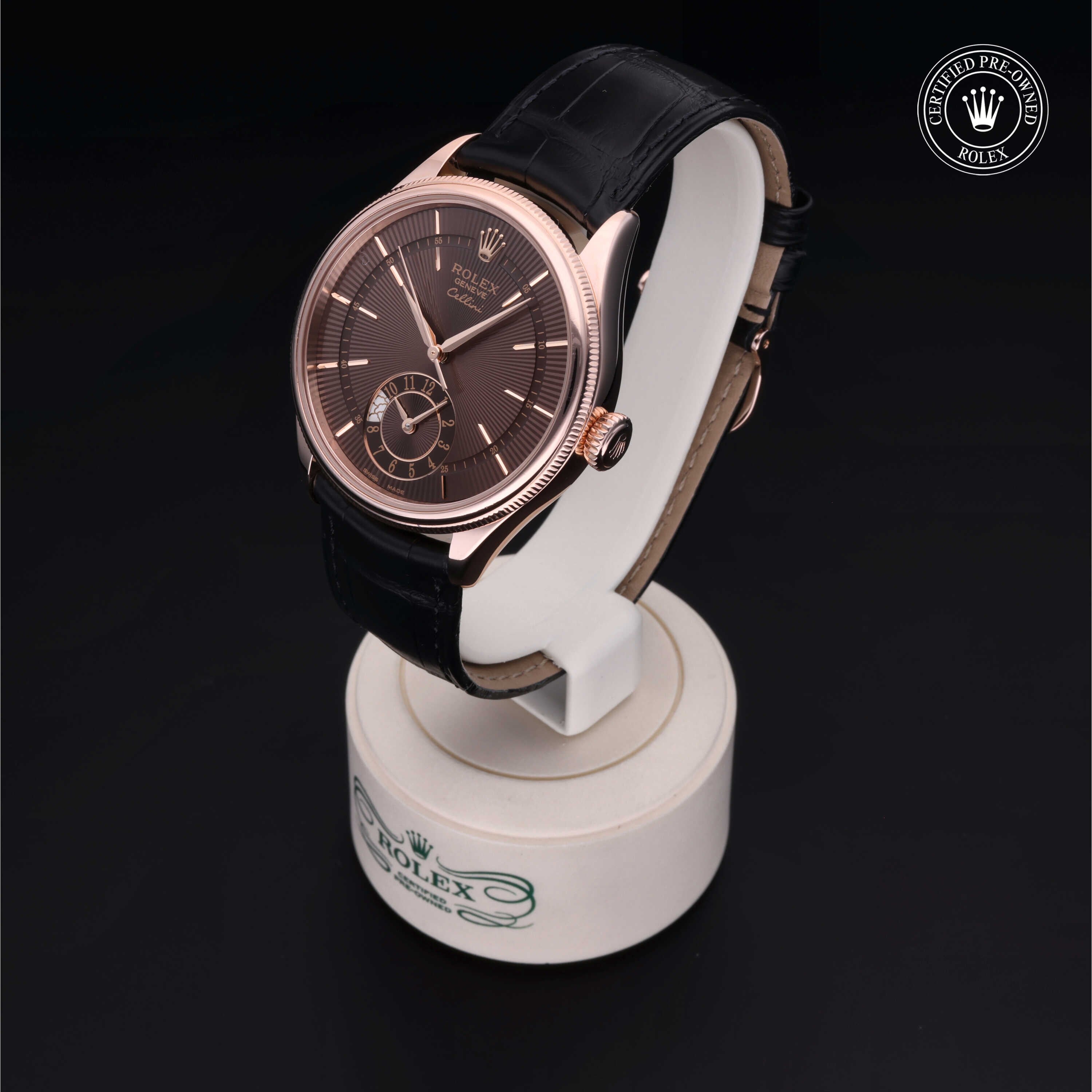 Rolex Certified Pre-owned Cellini M50525-0016 front on black background