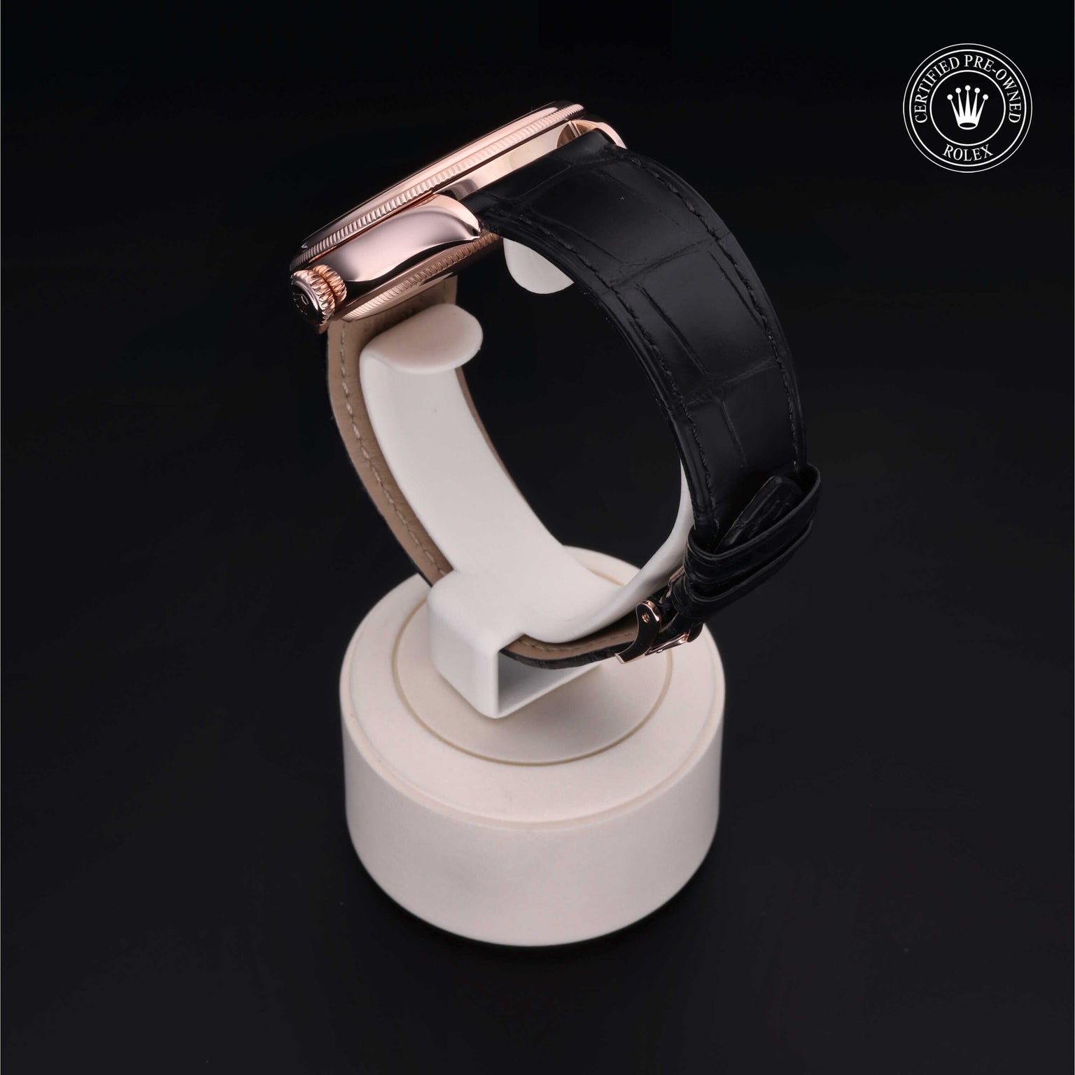 Rolex Certified Pre-owned Cellini M50525-0016 front on black background