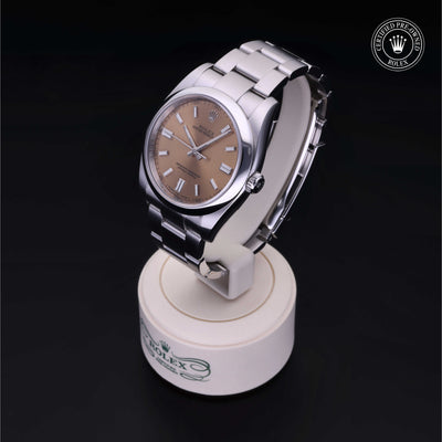 Rolex Certified Pre-owned Oyster Perpetual M116000-0011 front on black background