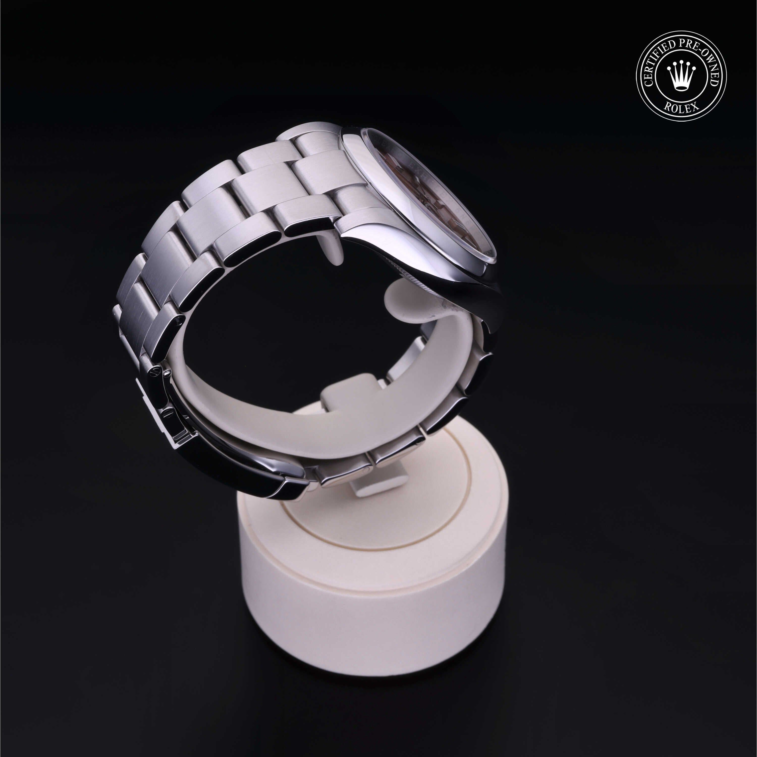 Rolex Certified Pre-owned Oyster Perpetual M116000-0011 front on black background