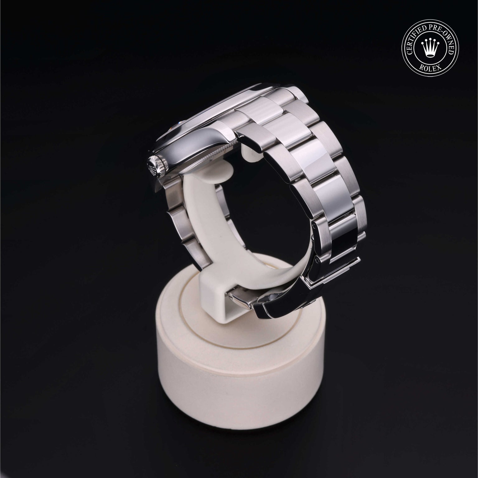 Rolex Certified Pre-owned Datejust M116300-0001 front on black background