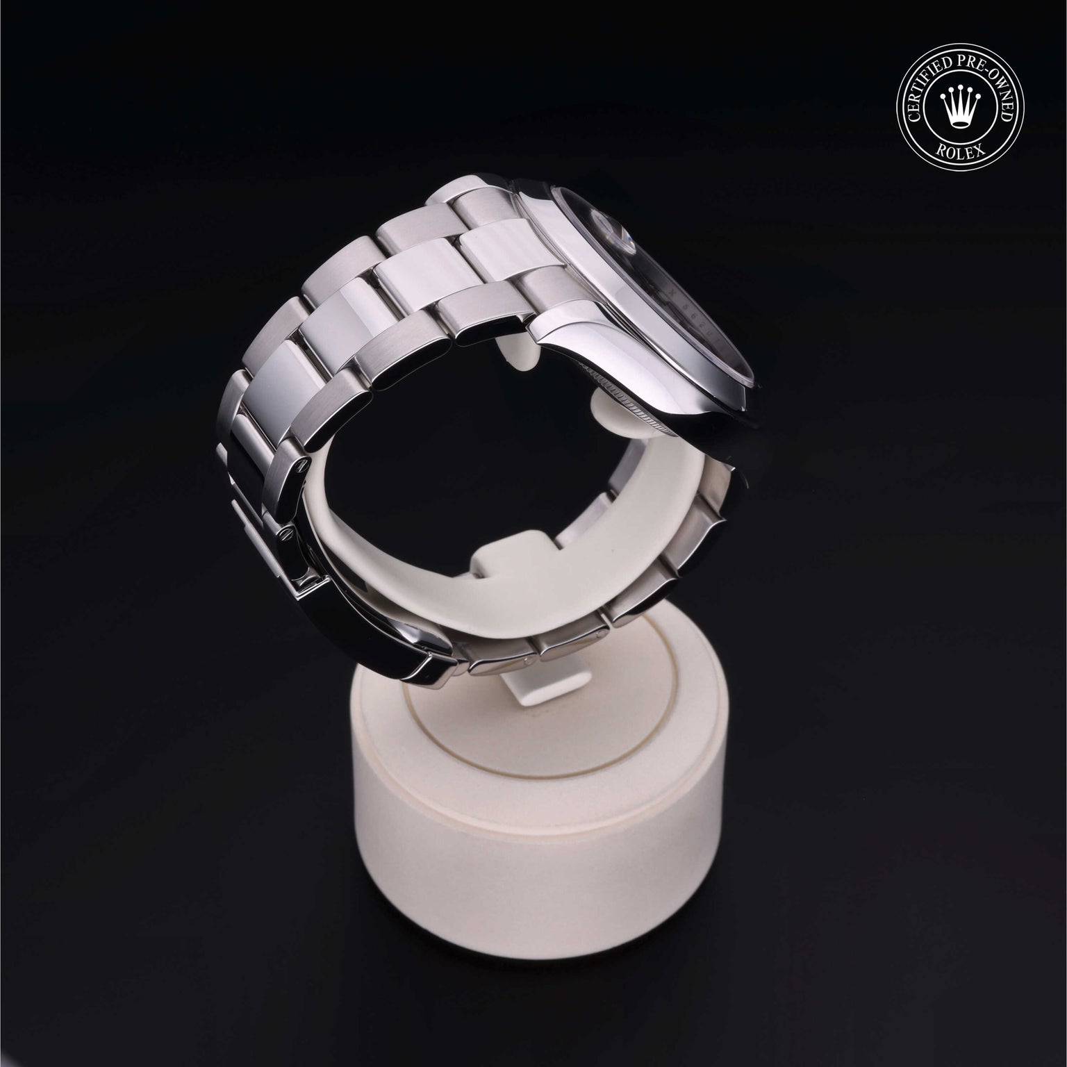 Rolex Certified Pre-owned Datejust M116300-0001 front on black background