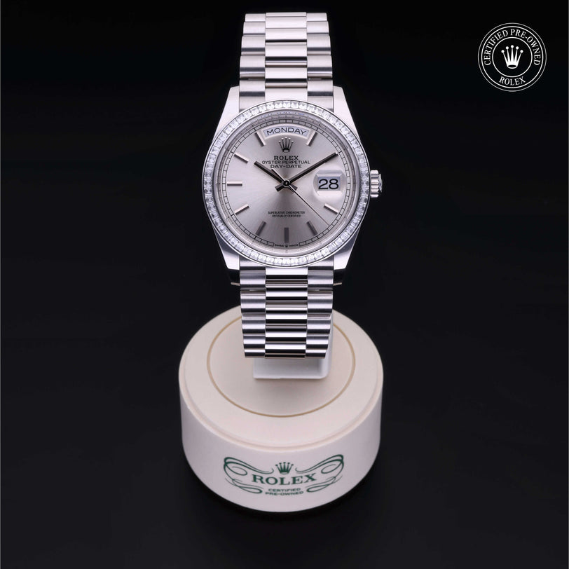 Rolex Certified Pre-owned Day-date M128396TBR-0004 front on black background