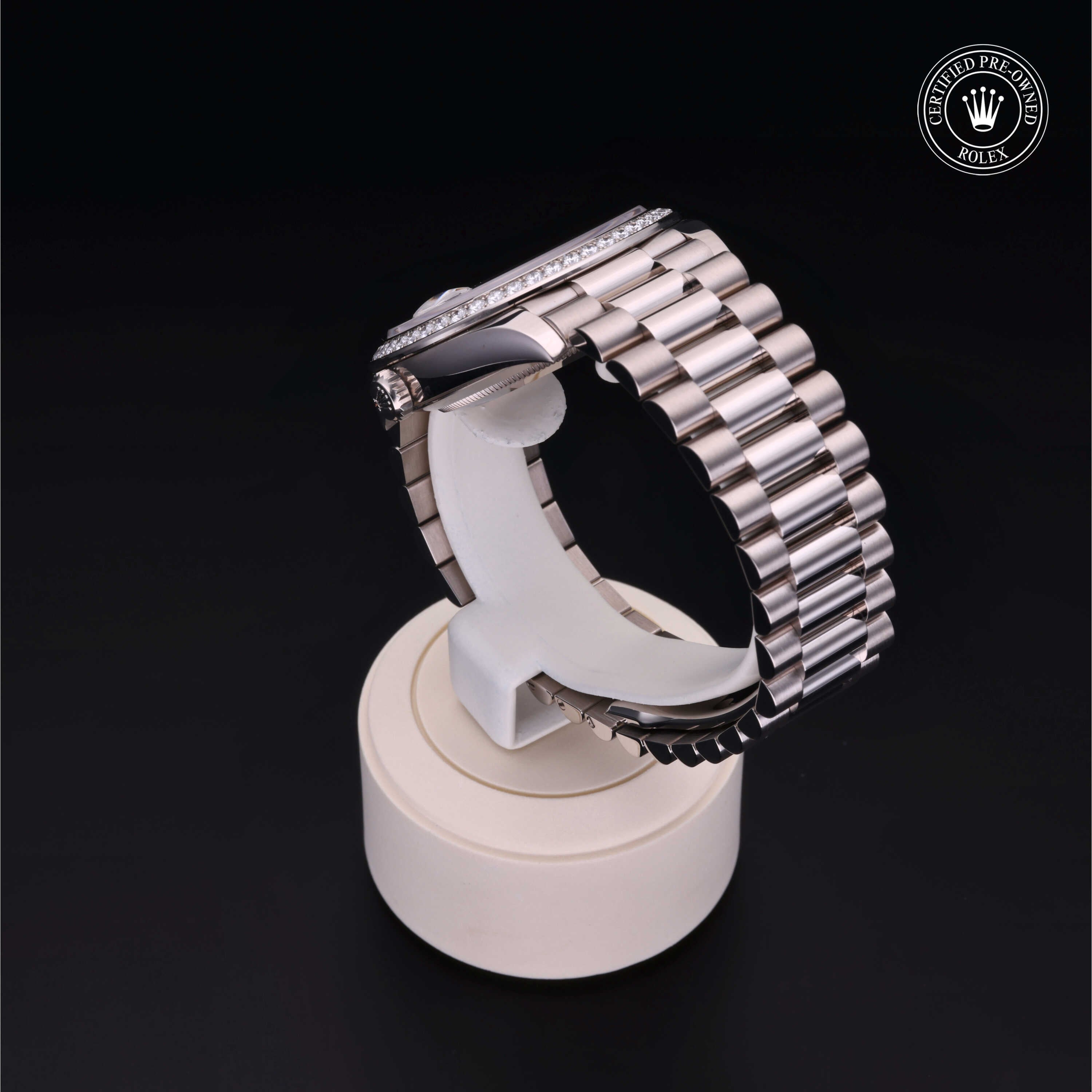 Rolex Certified Pre-owned Day-date M228349RBR-0040 front on black background