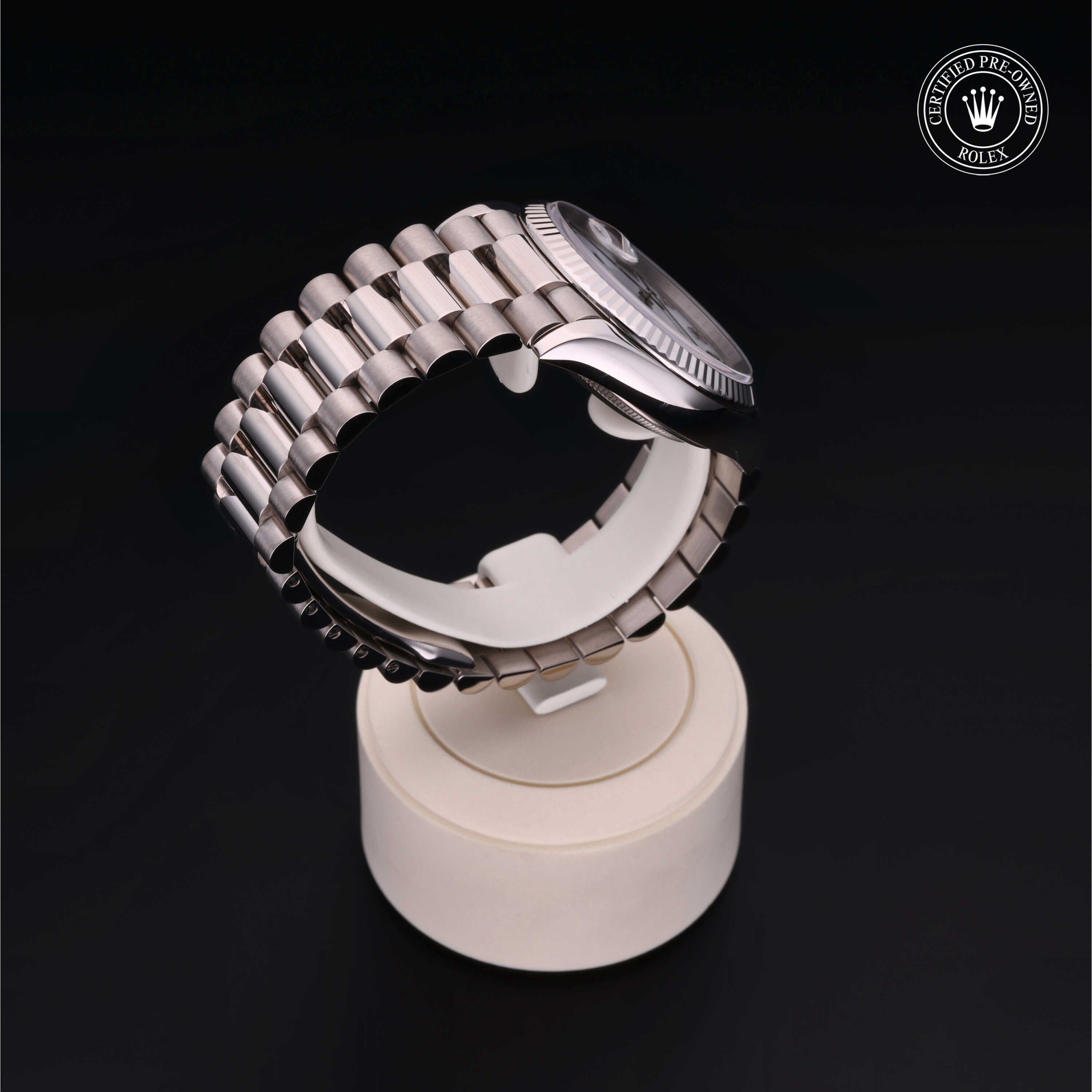 Rolex Certified Pre-owned Day-date M128239-0038 front on black background