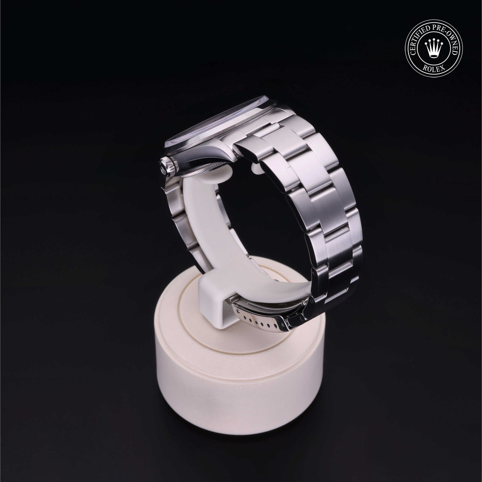 Rolex Certified Pre-owned Air-King M14000-0005 front on black background