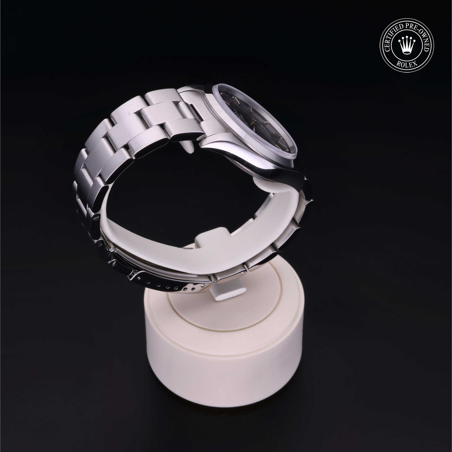 Rolex Certified Pre-owned Air-King M14000-0005 front on black background