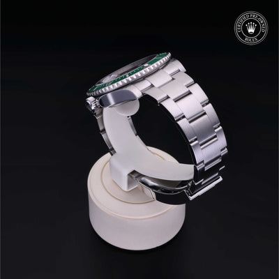 Rolex Certified Pre-owned Submariner M126610LV-0002 front on black background