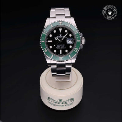 Rolex CPO Submariner M126610LV front on white background