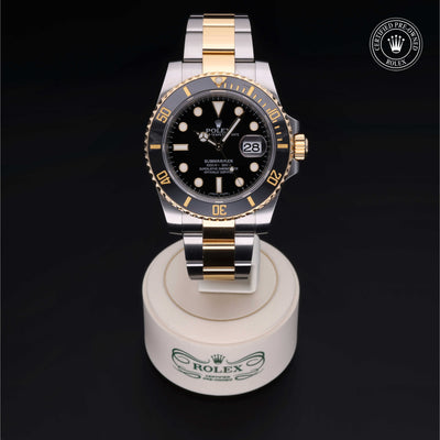 Rolex Certified Pre-owned Submariner M116613LN-0001 front on black background