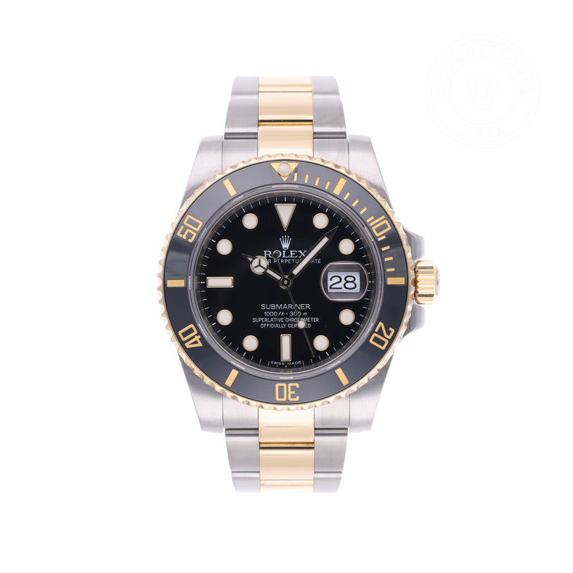 Rolex Certified Pre-owned Submariner M116613LN-0001 front on white background