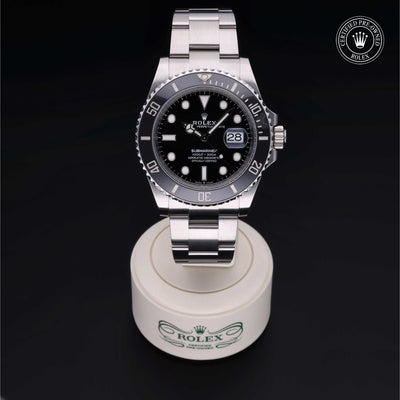 Rolex Certified Pre-owned Submariner M126610LN-0001 front on black background