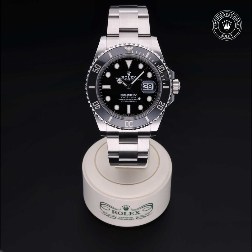 Rolex Certified Pre-owned Submariner M126610LN-0001 front on black background